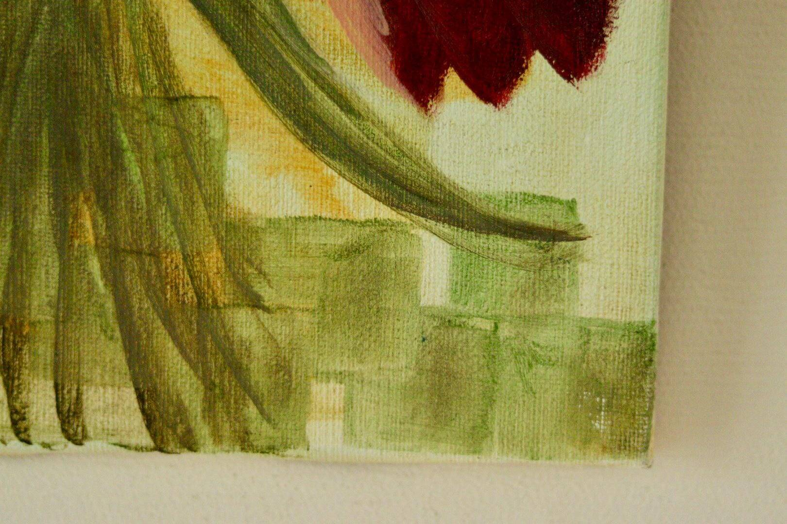 Nature morte aux tulipes – toile vintage d'un artiste non identifié