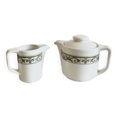 Vintage porcelain coffee pot / teapot and milk jug Apilco