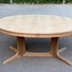 Table scandinave ovale extensible Baumann décapée en teck brut 240cm 1960