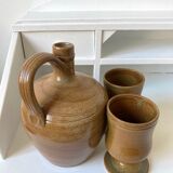 Stoneware pitcher and cup set