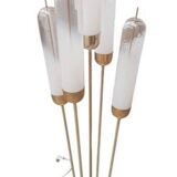 Mid-Century Modern Brass Reed Floor Lamp Murano Glass by Mazzega