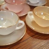 6 tasses vintage Arcopal modele Arlequin
