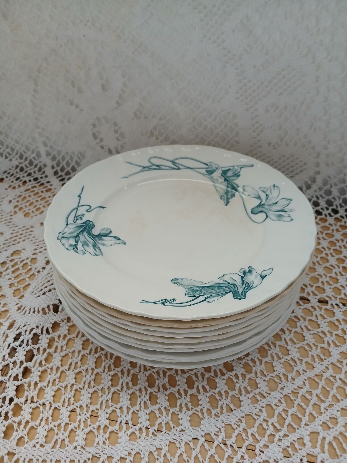10 antique ironstone dinner plates
