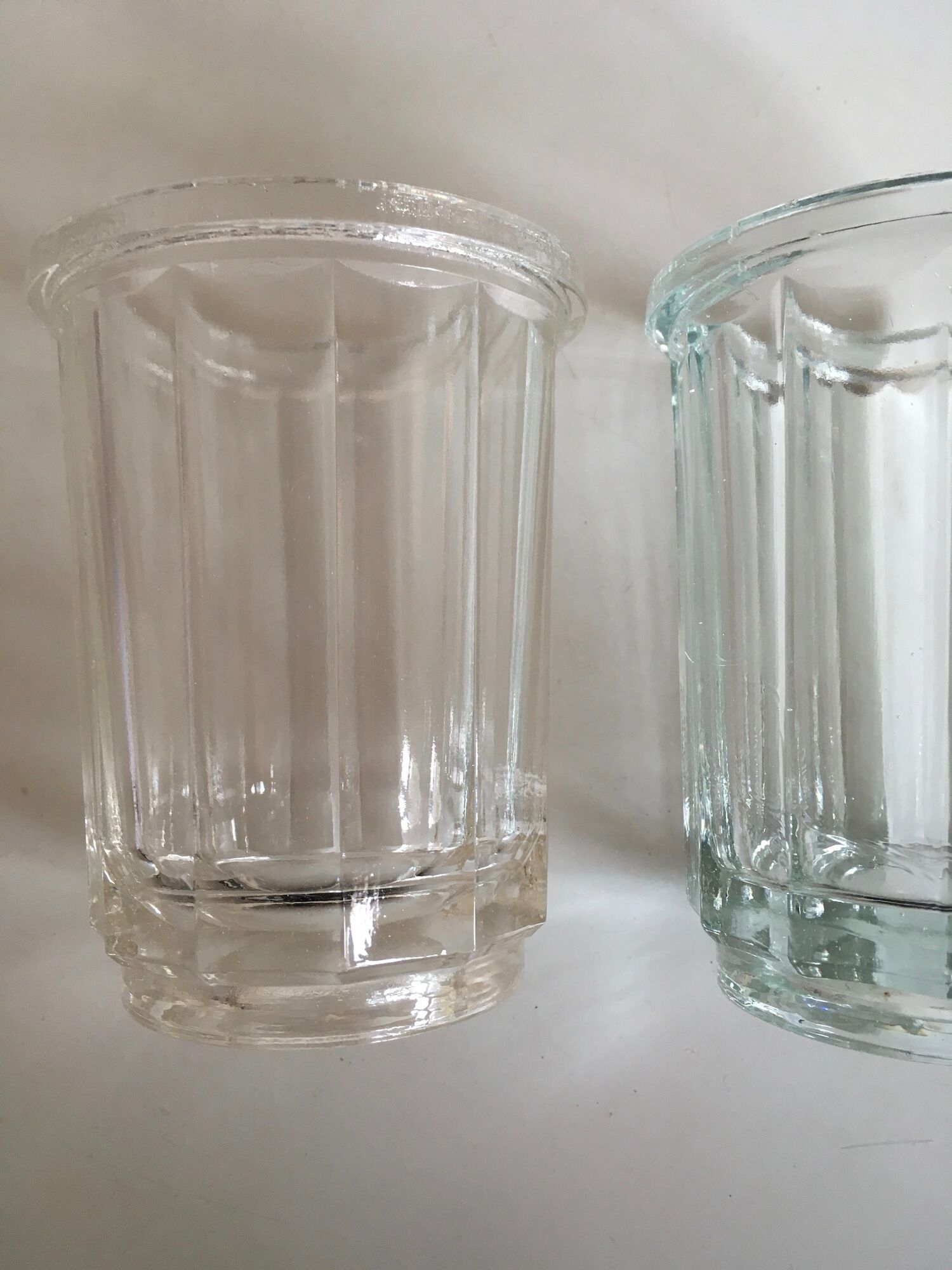 Pair of pots to jams in glass fluted on foot early 20th e