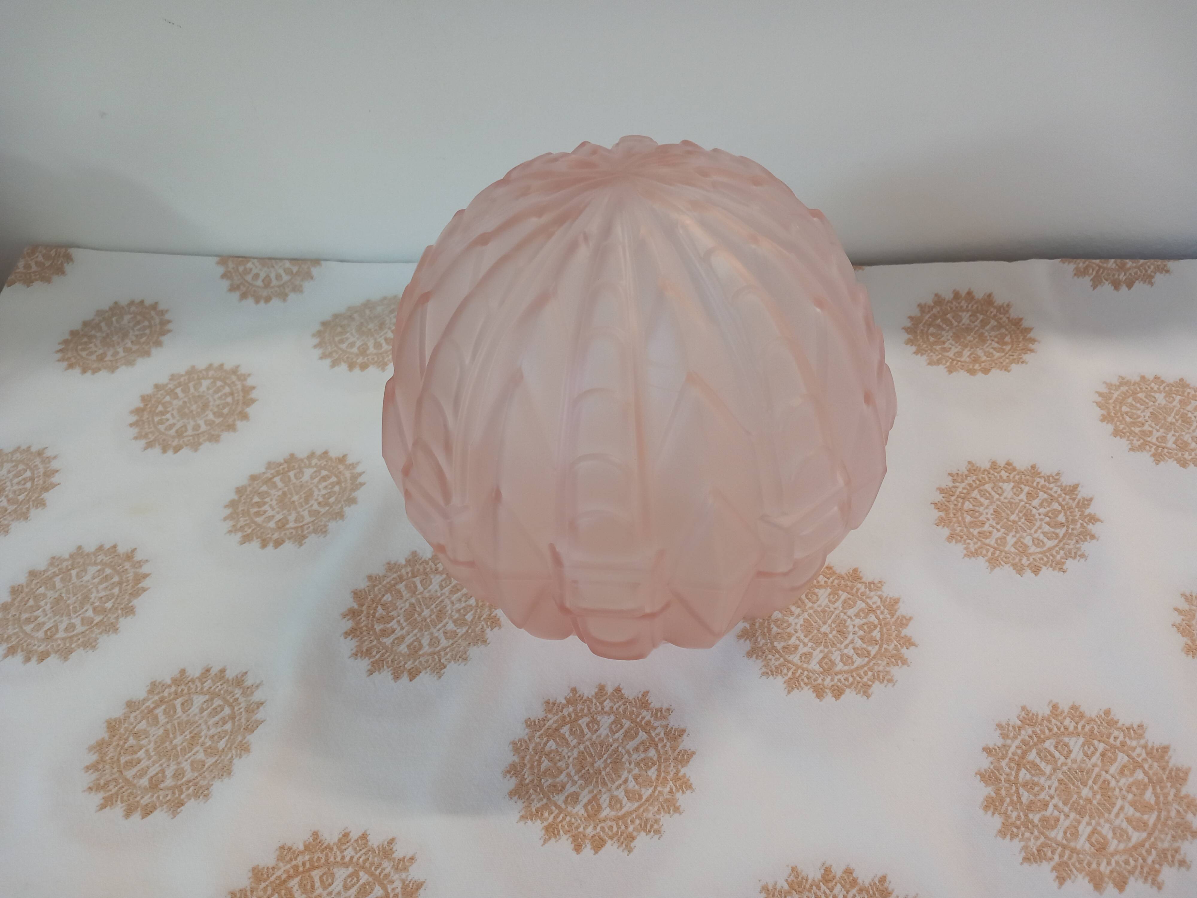 Old pale pink pressed glass globe