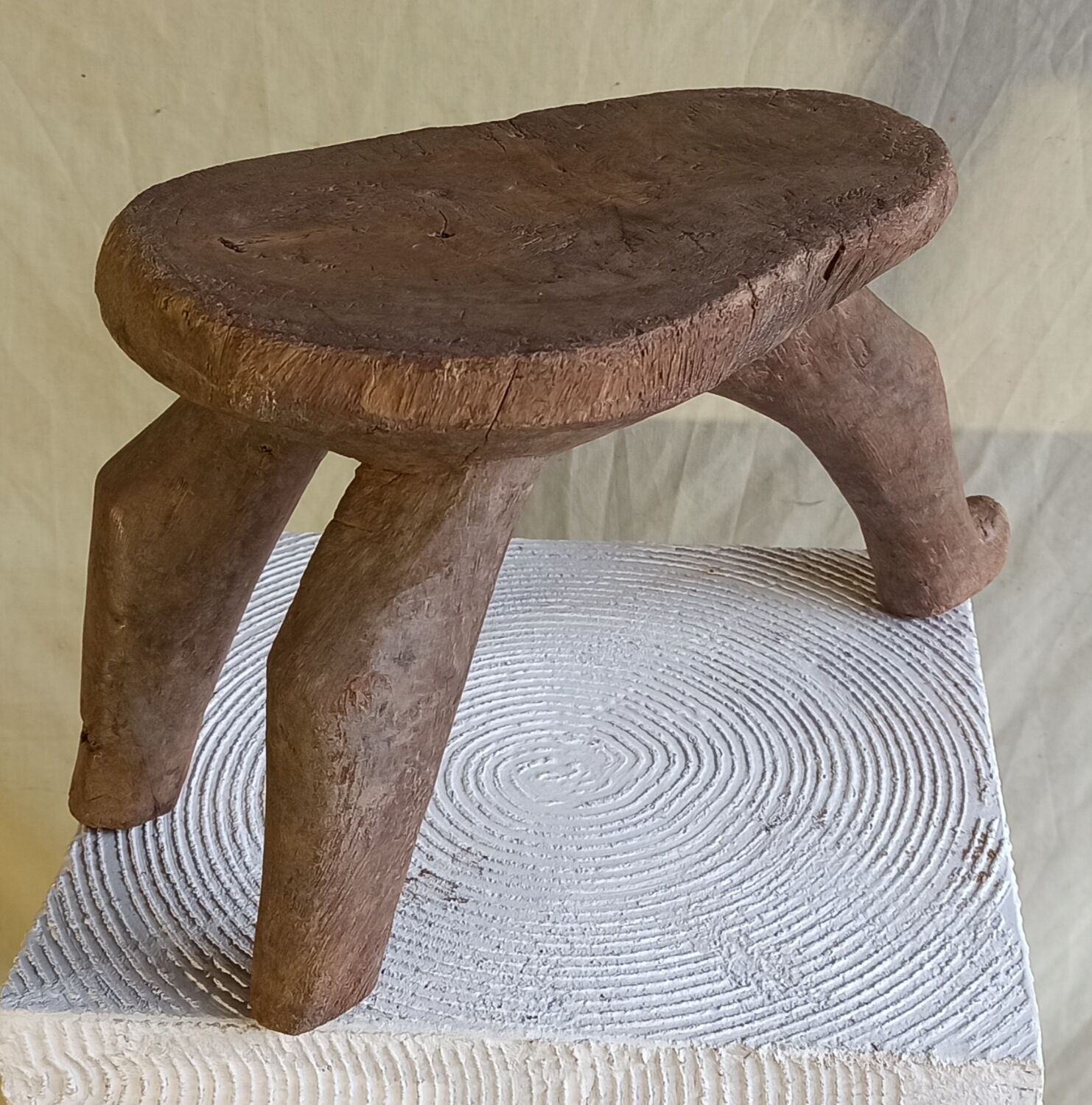 Stool old African art wooden Lobi from Burkina Faso