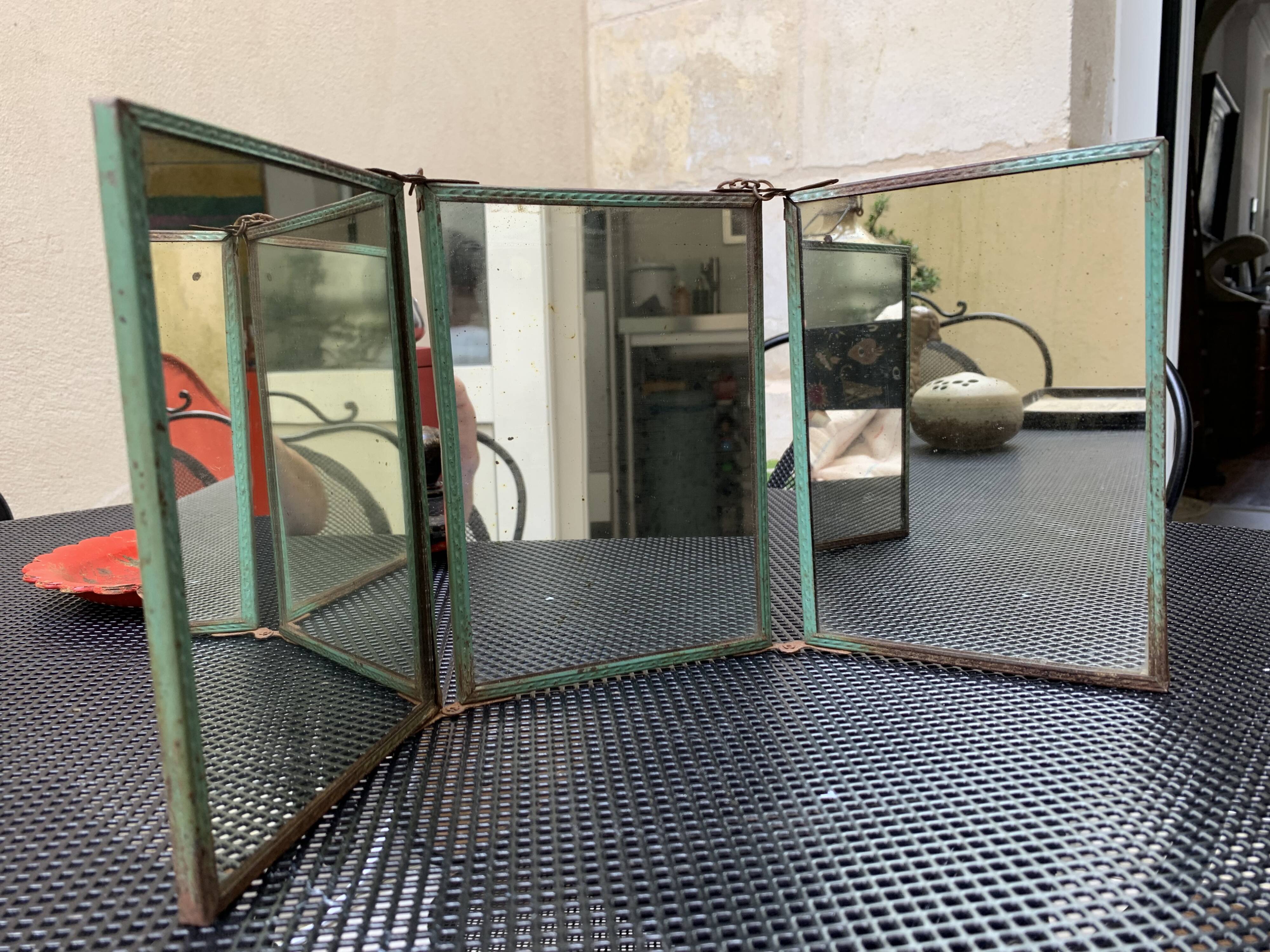 Barber mirror with painted decoration