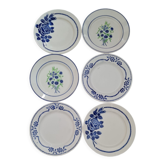 6 assiettes anciennes dépareillées