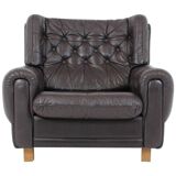 Czech Brown Leather Armchair from Vyber, 1970s