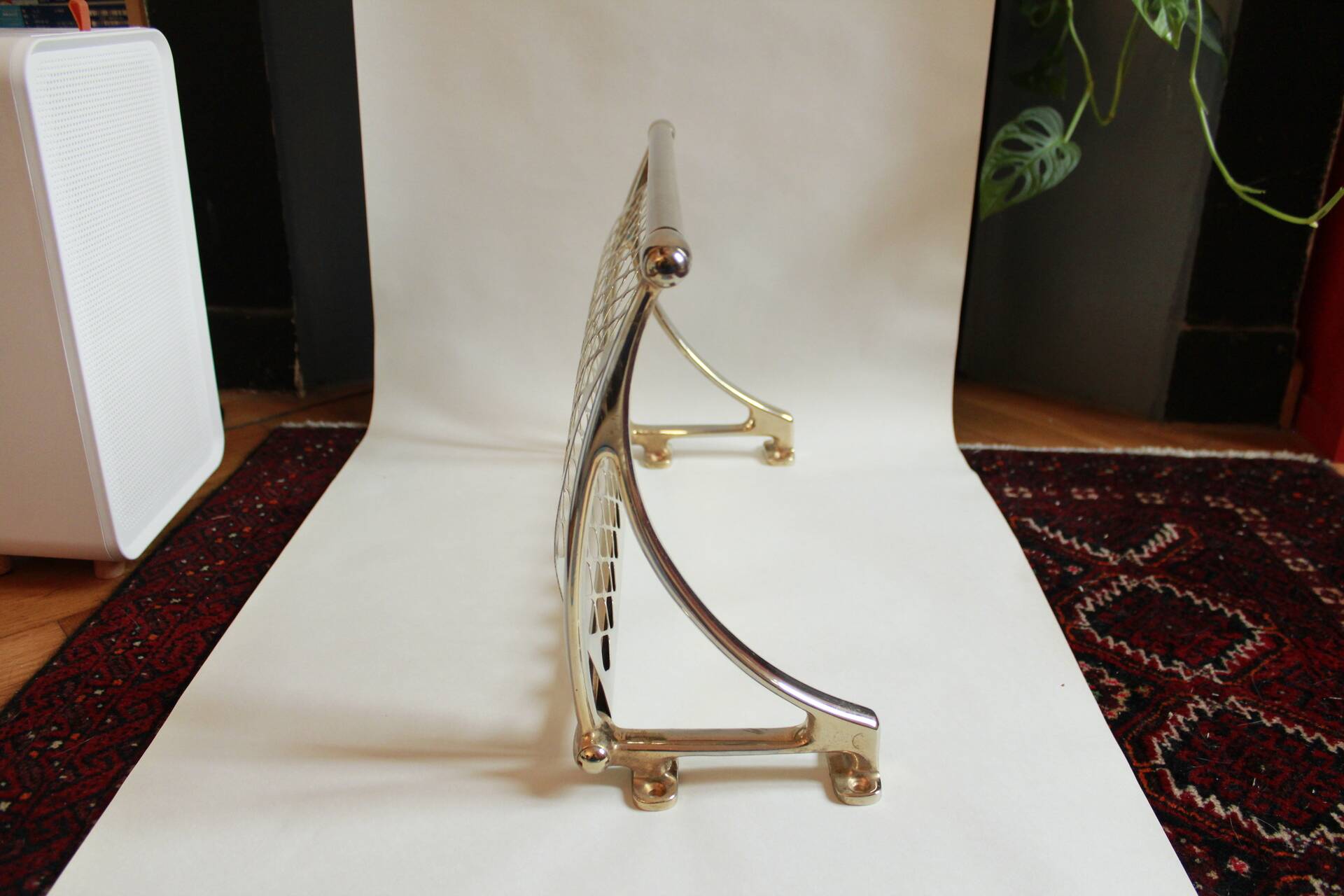 Old brass train luggage rack