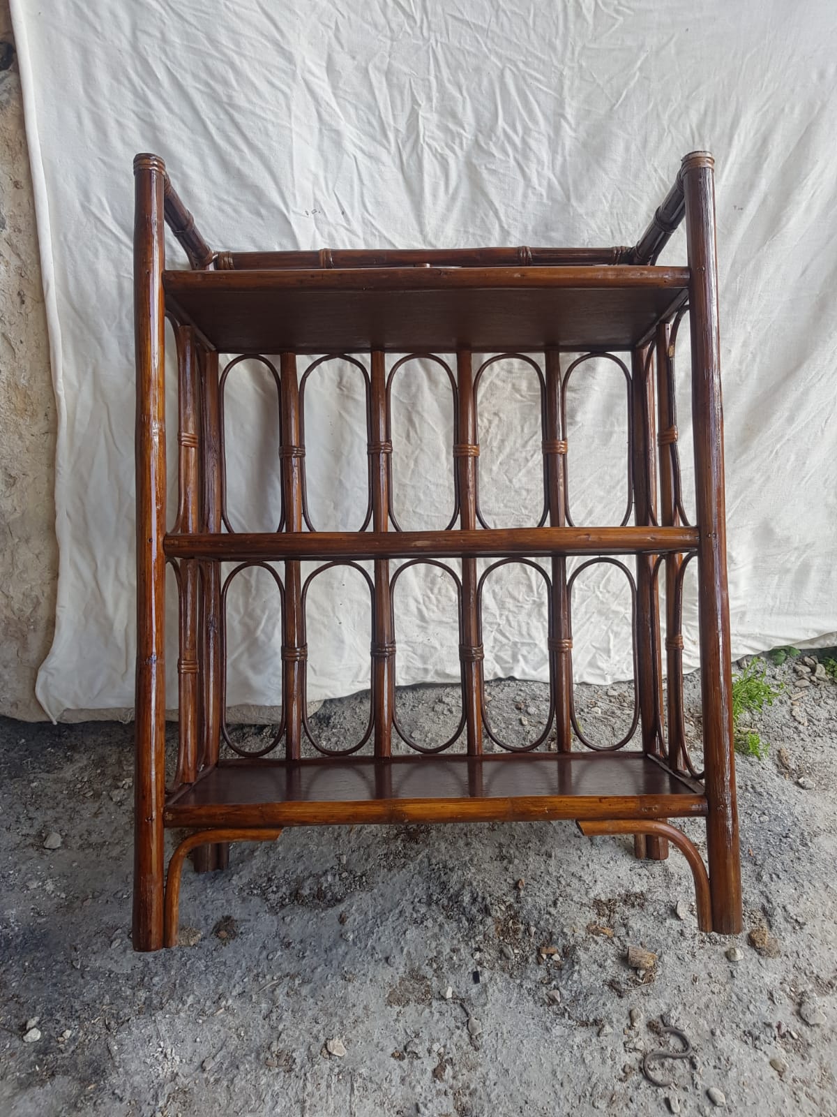 Old furniture rattan shelf 3 shelves 70s vintage