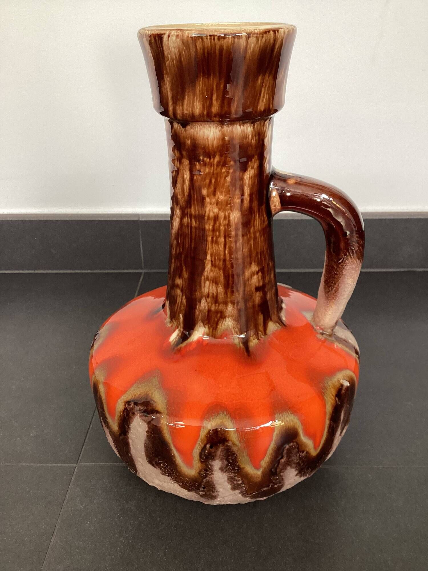 Baudin flamed ceramic pitcher-vase, 1970s