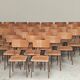 Set of 6 Czech school chairs in metal and wood, Kovona bistro style.