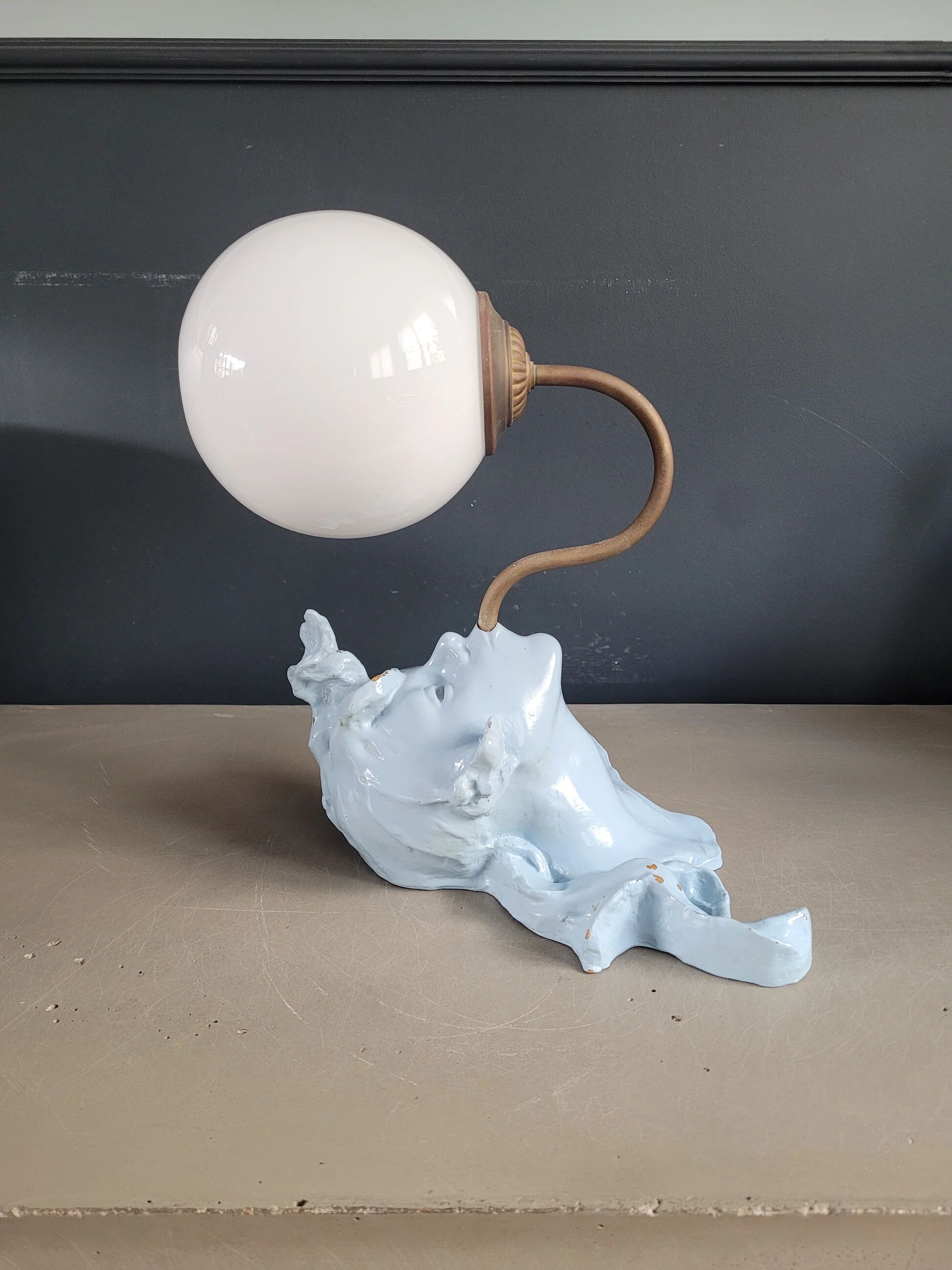 Vintage opaline globe sculptural wall light