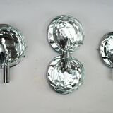 Set of three Cristal Art sconces in chrome and cut glass. Italy 1970s