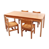 Ilmari Tapiovaara Dining table with 4 chairs for Laukaan Pu, 1963