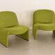 Giancarlo Piretti Alky Lounge Chairs in New Green Fabric, Set of 2