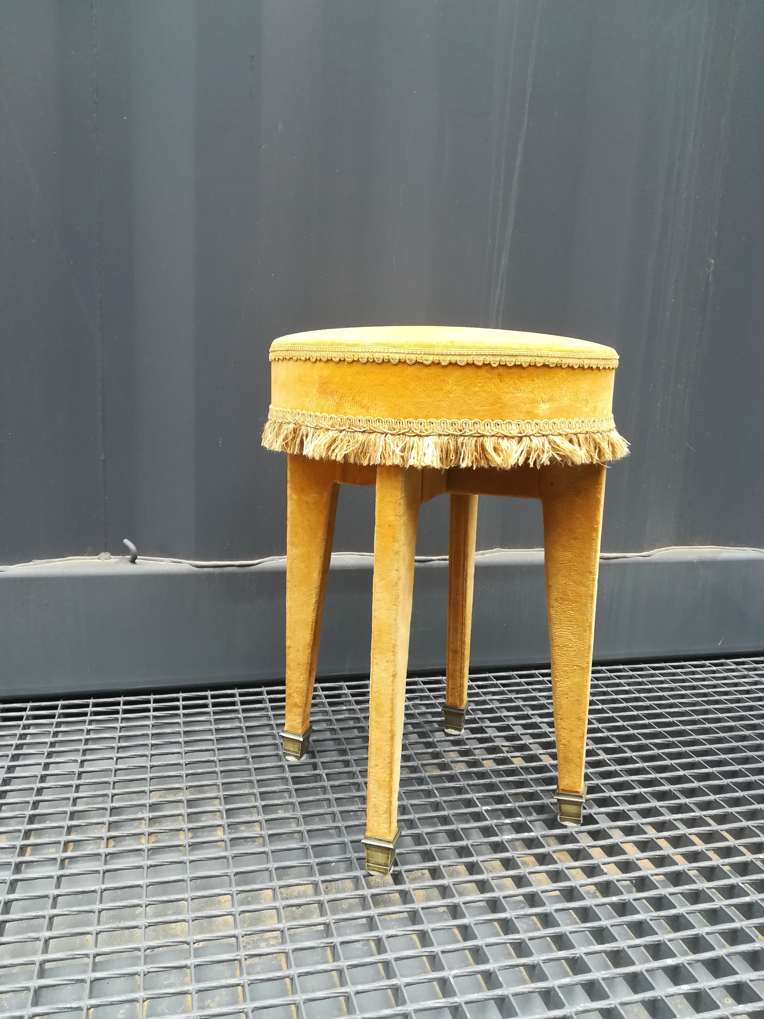 Wooden and gold velvet stool