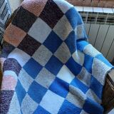 Hand knitted patchwork plaid