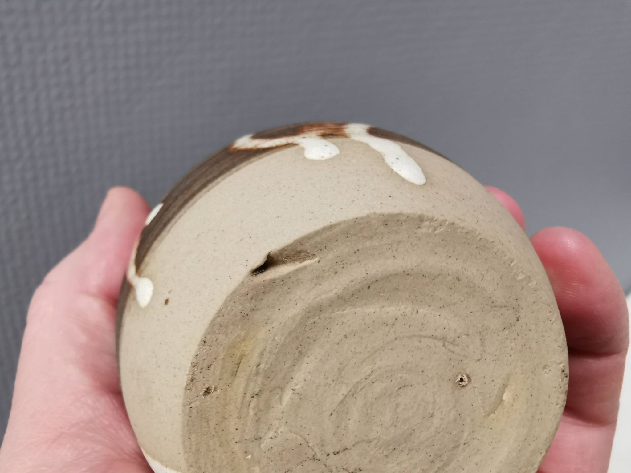 Small ceramic vase with "runny" glaze. Denmark 1980s.