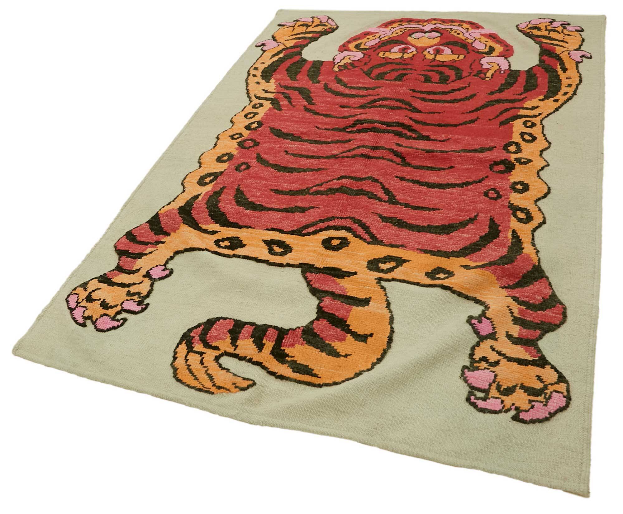 Turkish Handknotted Wool Tiger Rug  142 cm x 227 cm