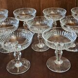 11 old crystal Champagne glasses