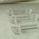 Set of 7 glass knife rests featuring a small duck.