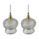 Set of two vintage electrified glass pendant lamps