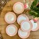Set of 7 flat plates vintage pink L'Amandinoise