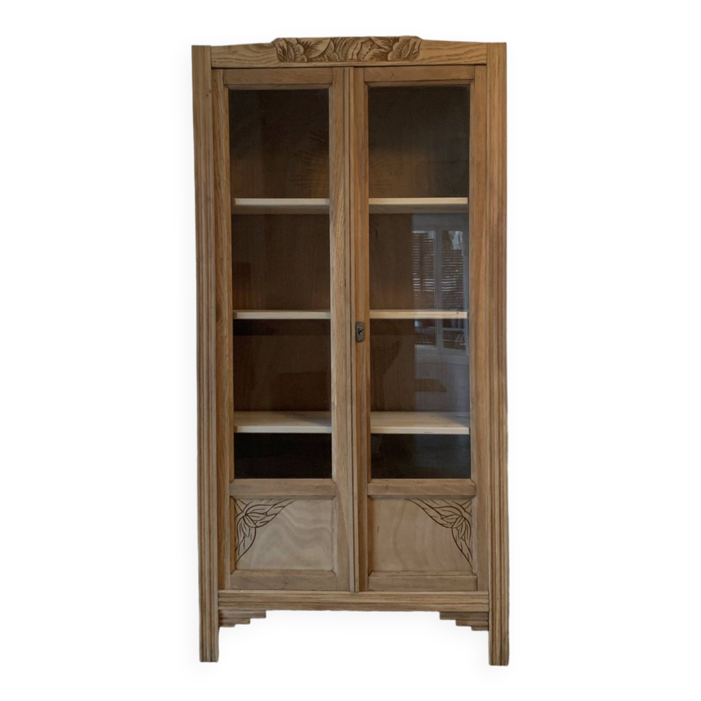 Armoire vitrée art déco en chêne Selency