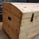 Old curved travel trunk, in pine, stripped 98x60x65