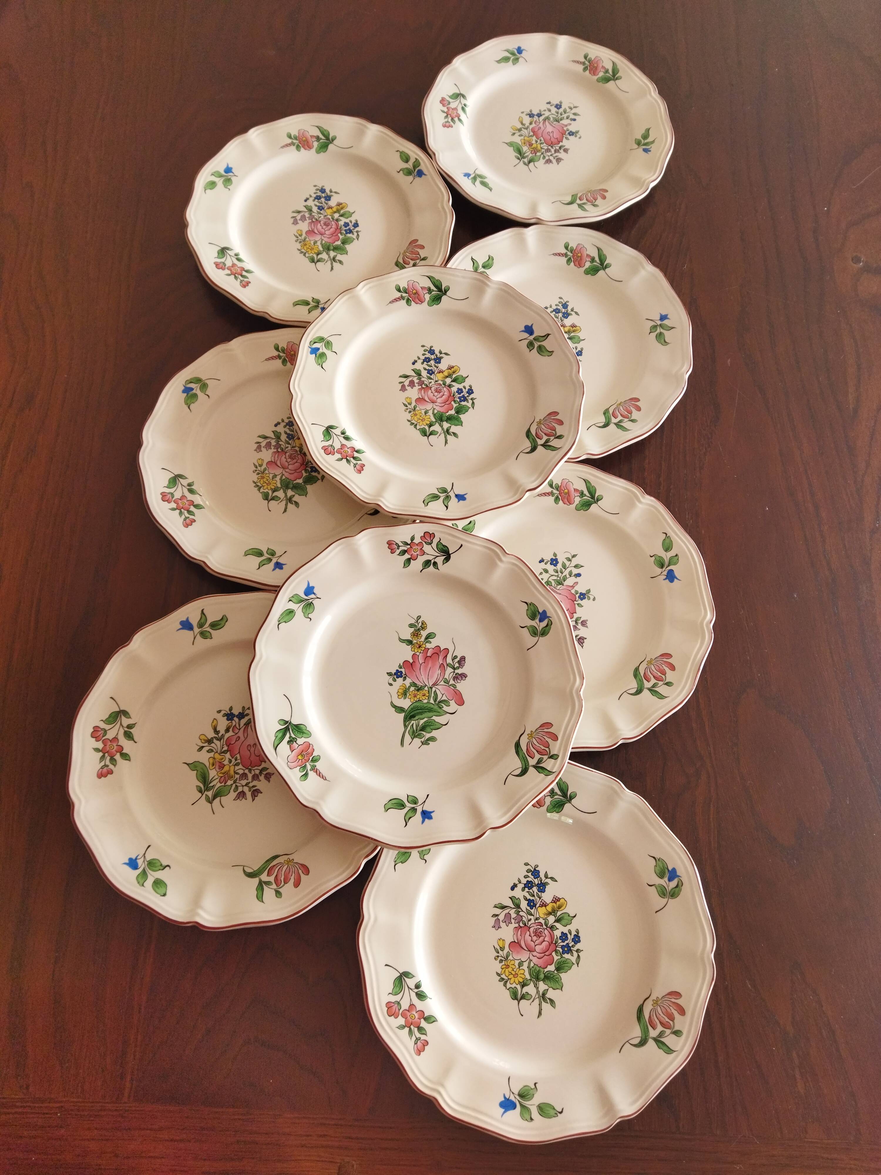 9 dessert plates “Réverbère fin” KG Lunéville