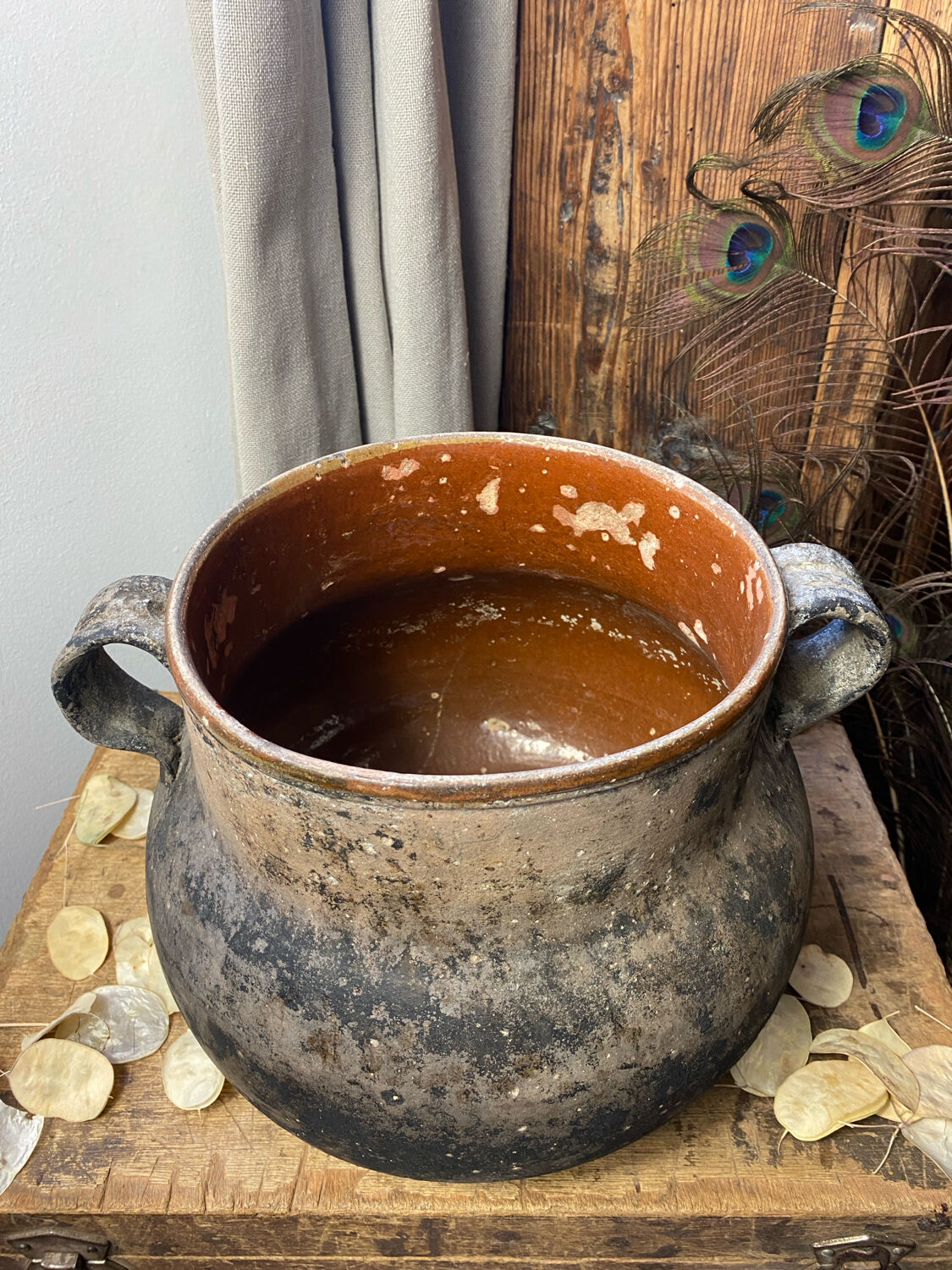 Antique terracotta pot with handles Vallauris