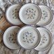 6 vintage porcelain dessert plates Moulin des Loups lilac floral pattern