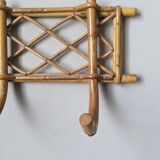 Vintage rattan wicker bamboo coat rack bohemian country decor