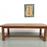 Large modernist farmhouse table in solid beech, thick dowelled top.