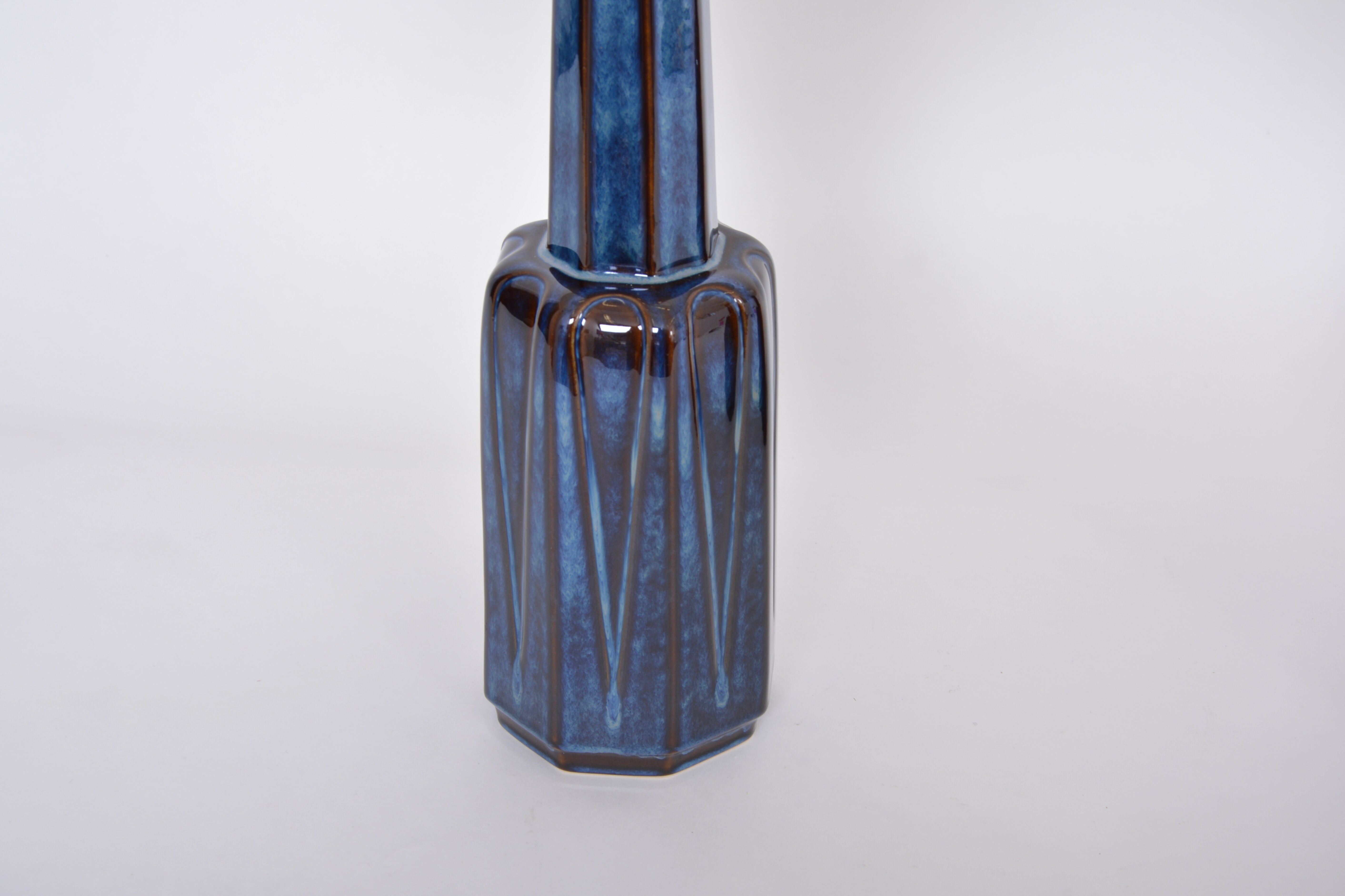 Pair of blue Mid-Century Modern Stoneware table lamps model 1033 by Soholm