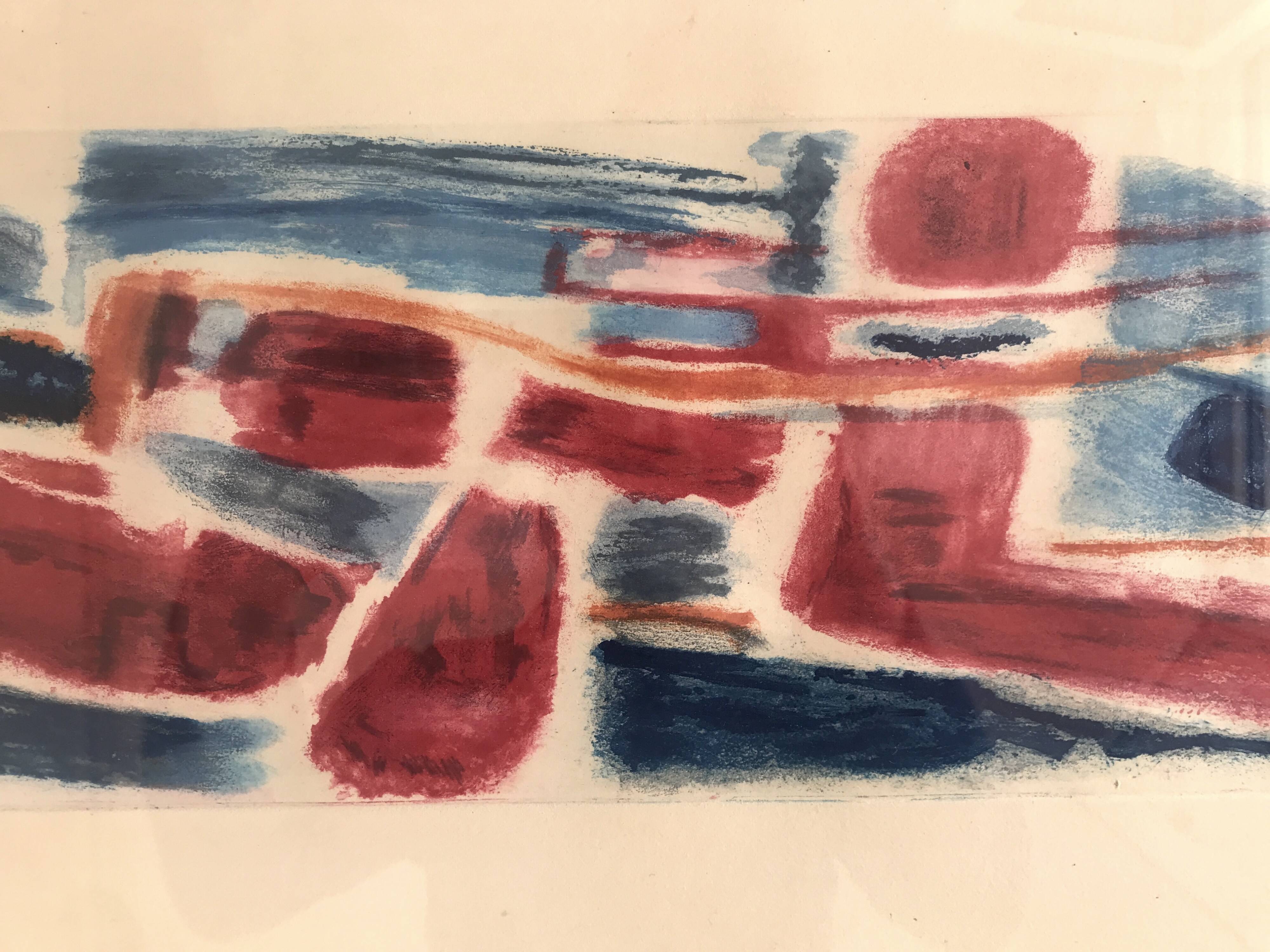 Jean bazaine, the swimmer, 1951. original aquatint signed in pencil