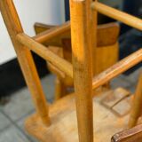 Trio of bent pinewood bar stools