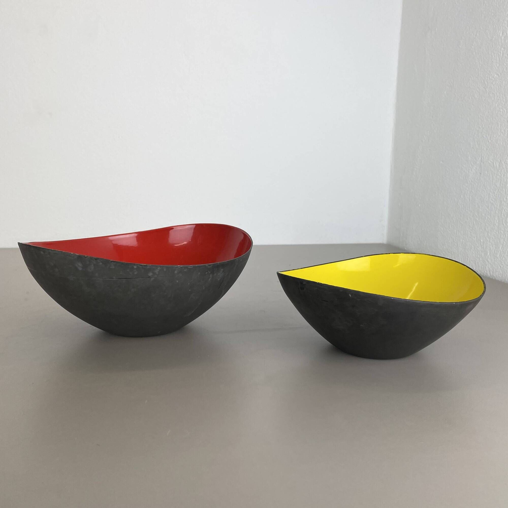 Set of 2 Krenit metal bowls by Herbert Krenchel for Ørskov, Torben, Denmark 1950
