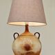 Modernist ceramic sandstone lamp with two handles from the 1950s