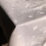 Nappe ancienne en damassée coton teintée en rose thé
