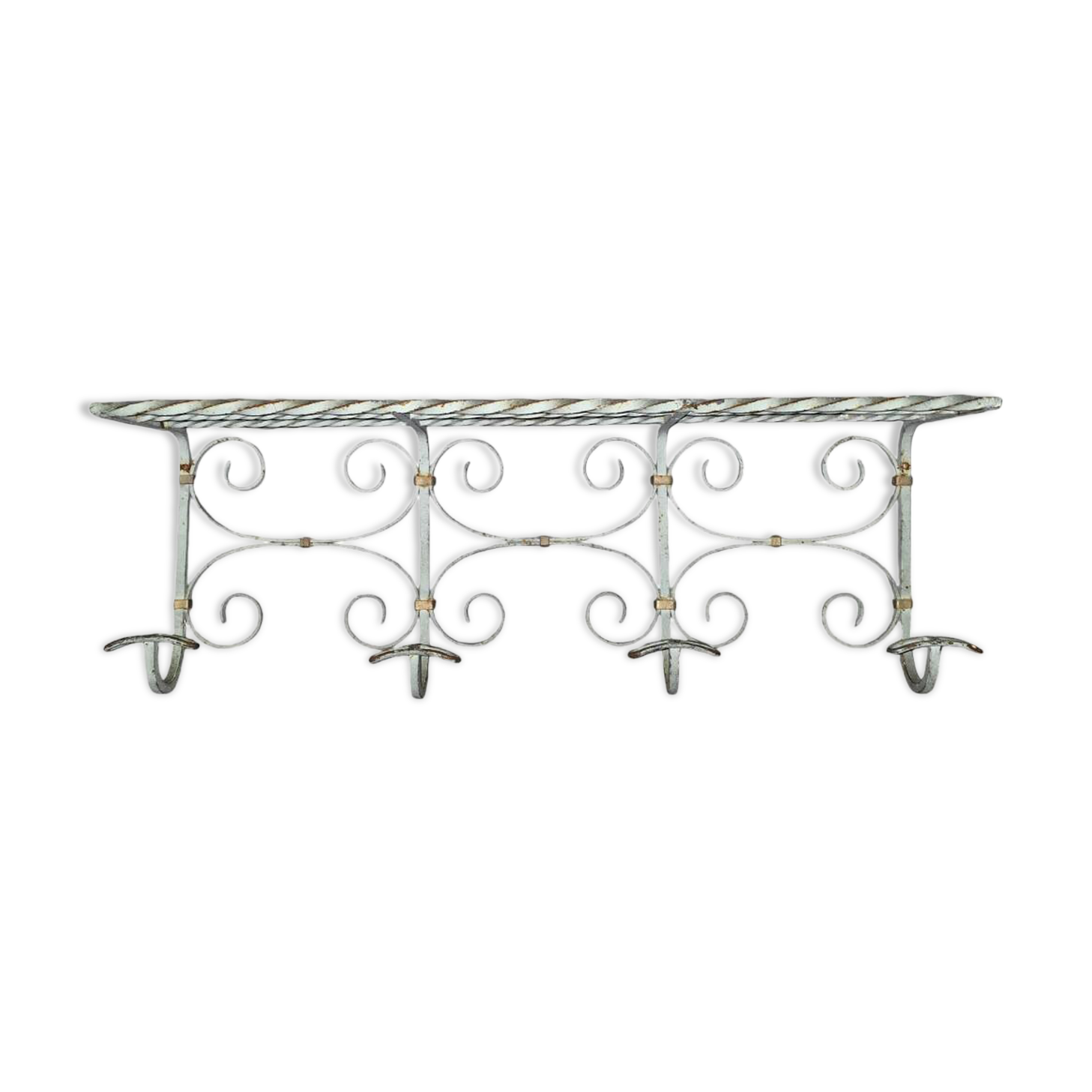 Antique wrought iron coat rack
