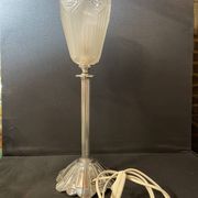 Art Deco table lamp – Silver bronze & pressed/molded glass