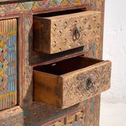 Storage unit, sideboard in painted wood and original blue patina, c.1850