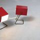 Lampe de table cube Kaiser Leuchten modèle 45097 rouge vin, design allemand