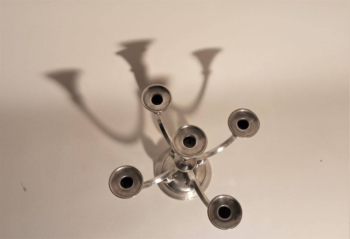 Candelabra 6 branches 50s silver metal