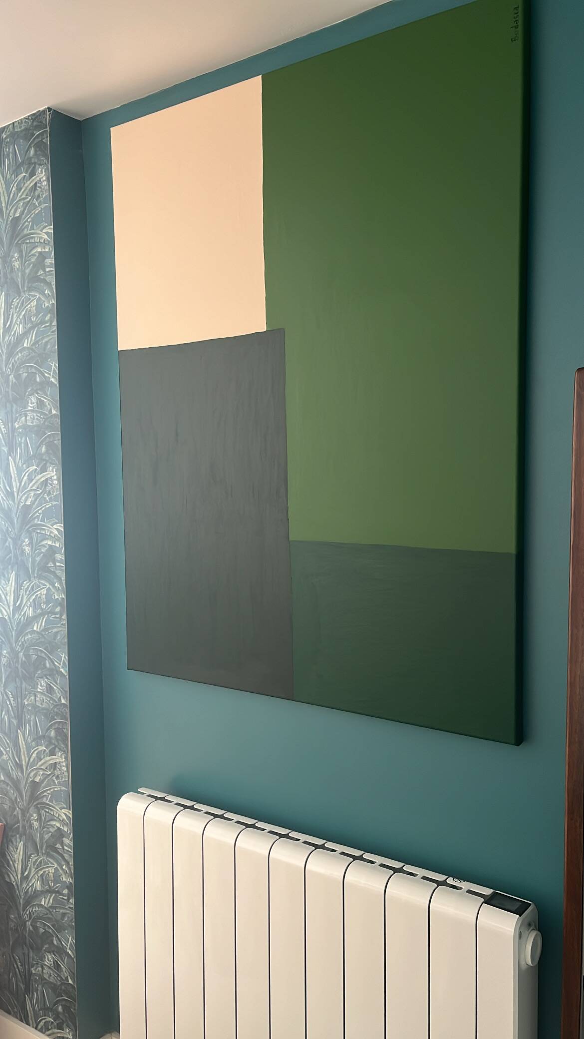 Contemporary minimalist painting "Green Composition" 100x80cm