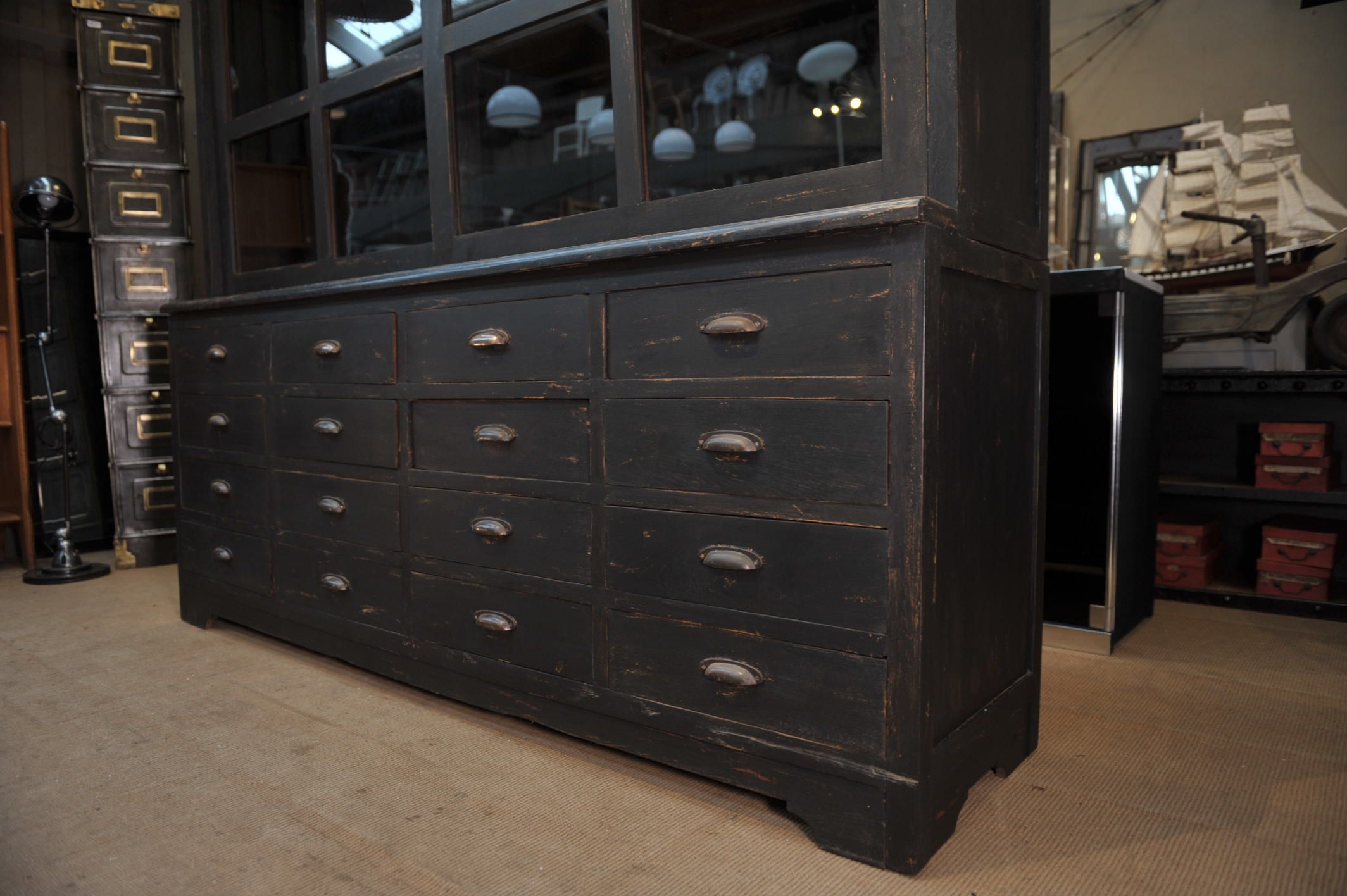 Teak library 1960 sliding doors and drawers