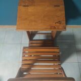 School desk circa 1950, bench, desk.